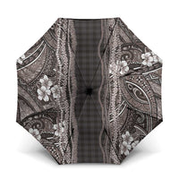 Hawaiian Art Flower Tribal with Lei Umbrella Palaka Pattern Grayscale LT03 One Size Folded 11.42 inch Opened Diameter 37.4 inch Gray - Polynesian Pride