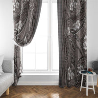 Hawaiian Art Flower Tribal with Lei Window Curtain Palaka Pattern Grayscale LT03 - Polynesian Pride