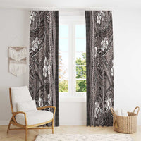 Hawaiian Art Flower Tribal with Lei Window Curtain Palaka Pattern Grayscale LT03 - Polynesian Pride