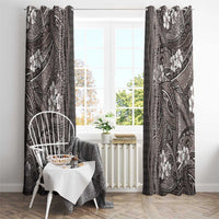 Hawaiian Art Flower Tribal with Lei Window Curtain Palaka Pattern Grayscale LT03 - Polynesian Pride