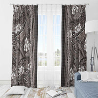 Hawaiian Art Flower Tribal with Lei Window Curtain Palaka Pattern Grayscale LT03 - Polynesian Pride
