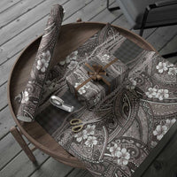 Hawaiian Art Flower Tribal with Lei Wrapping Paper Palaka Pattern Grayscale LT03 - Polynesian Pride