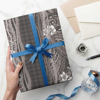 Hawaiian Art Flower Tribal with Lei Wrapping Paper Palaka Pattern Grayscale LT03 - Polynesian Pride