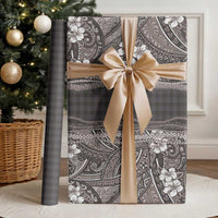 Hawaiian Art Flower Tribal with Lei Wrapping Paper Palaka Pattern Grayscale LT03 - Polynesian Pride