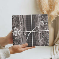 Hawaiian Art Flower Tribal with Lei Wrapping Paper Palaka Pattern Grayscale LT03 - Polynesian Pride