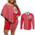 Custom Tahiti Football-Iron Warriors Couples Matching Off Shoulder Short Dress and Long Sleeve Button Shirt