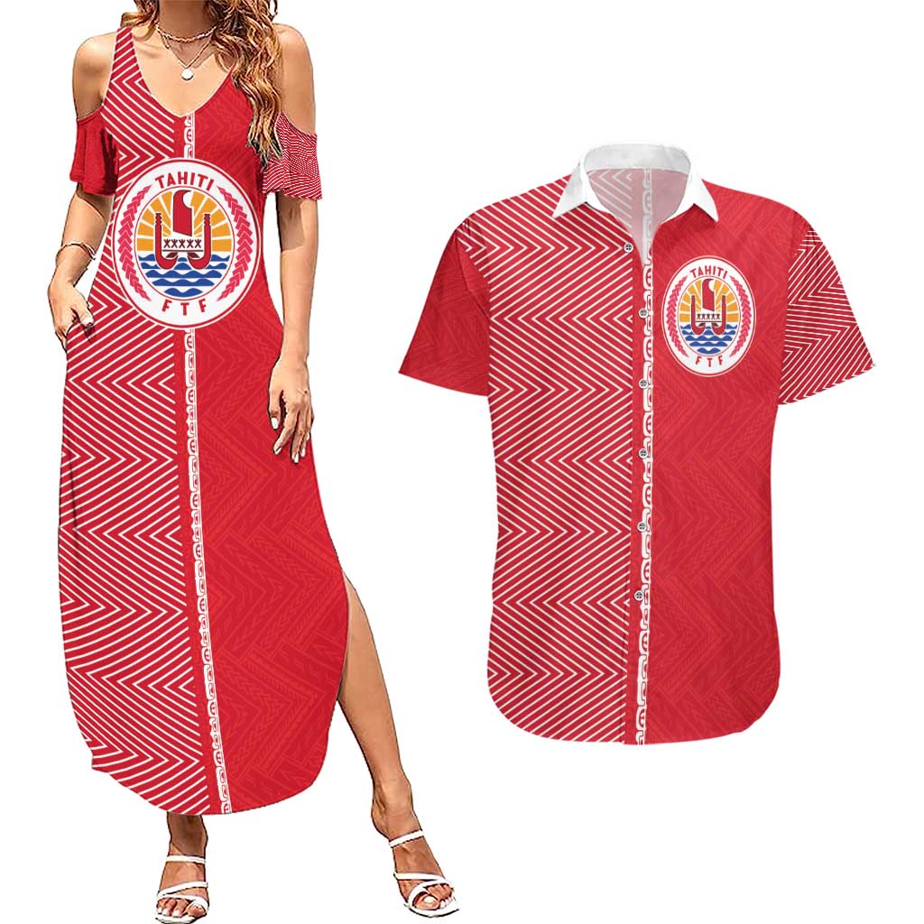 Custom Tahiti Football-Iron Warriors Couples Matching Summer Maxi Dress and Hawaiian Shirt