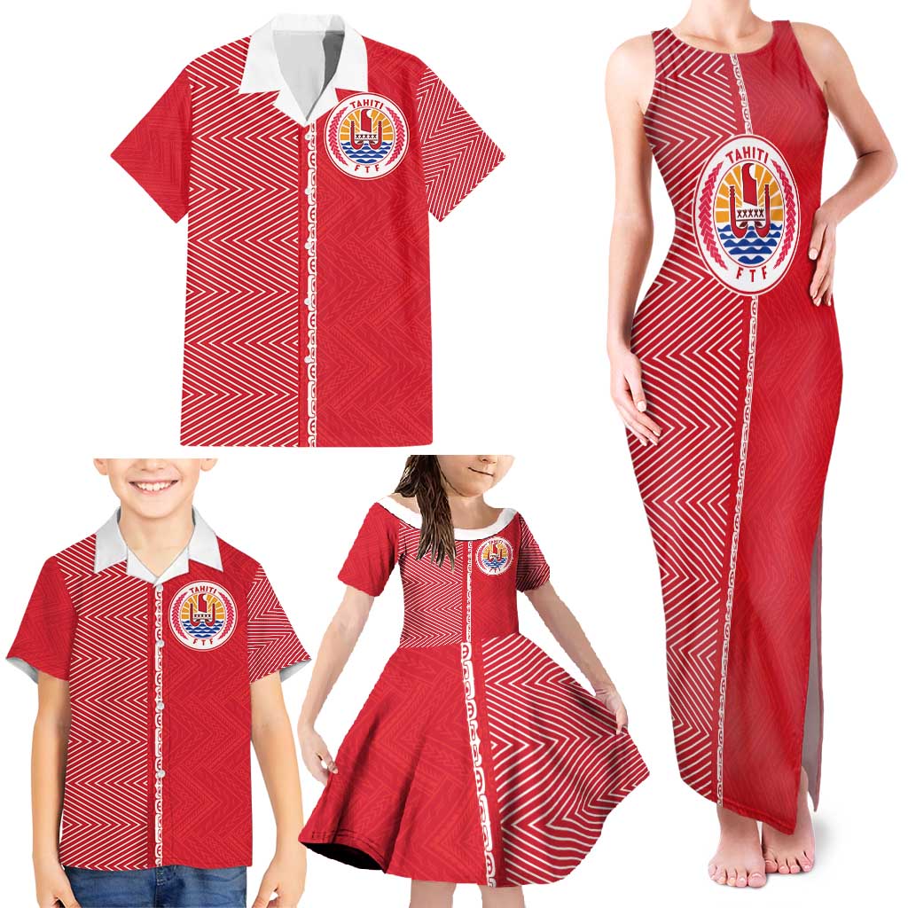 Custom Tahiti Football-Iron Warriors Family Matching Tank Maxi Dress and Hawaiian Shirt