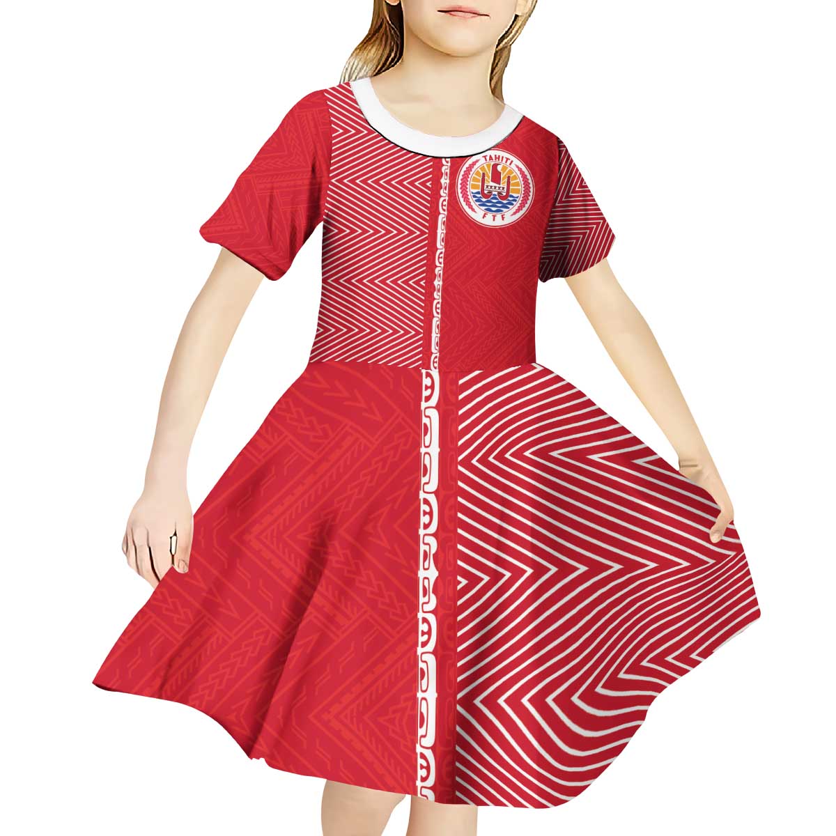 Custom Tahiti Football-Iron Warriors Kid Short Sleeve Dress LT03 - Polynesian Pride