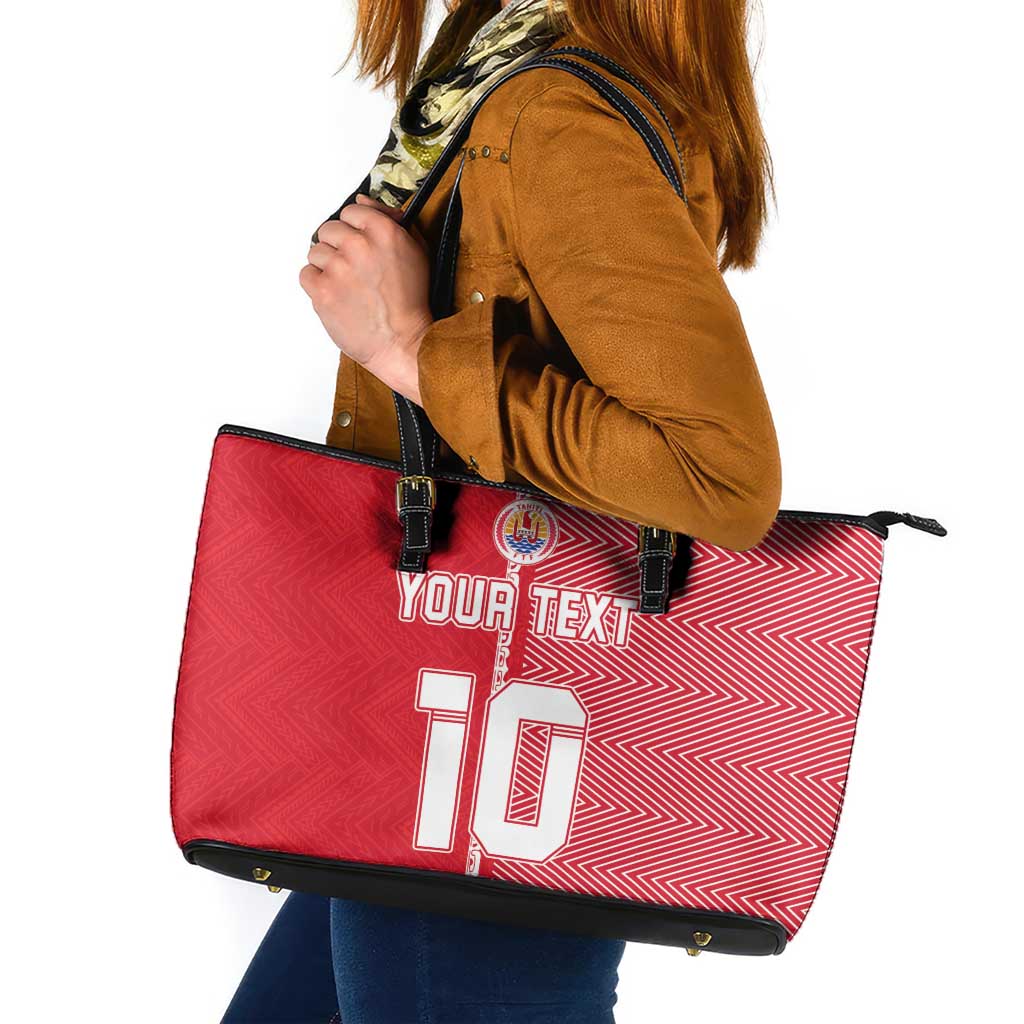 Custom Tahiti Football-Iron Warriors Leather Tote Bag