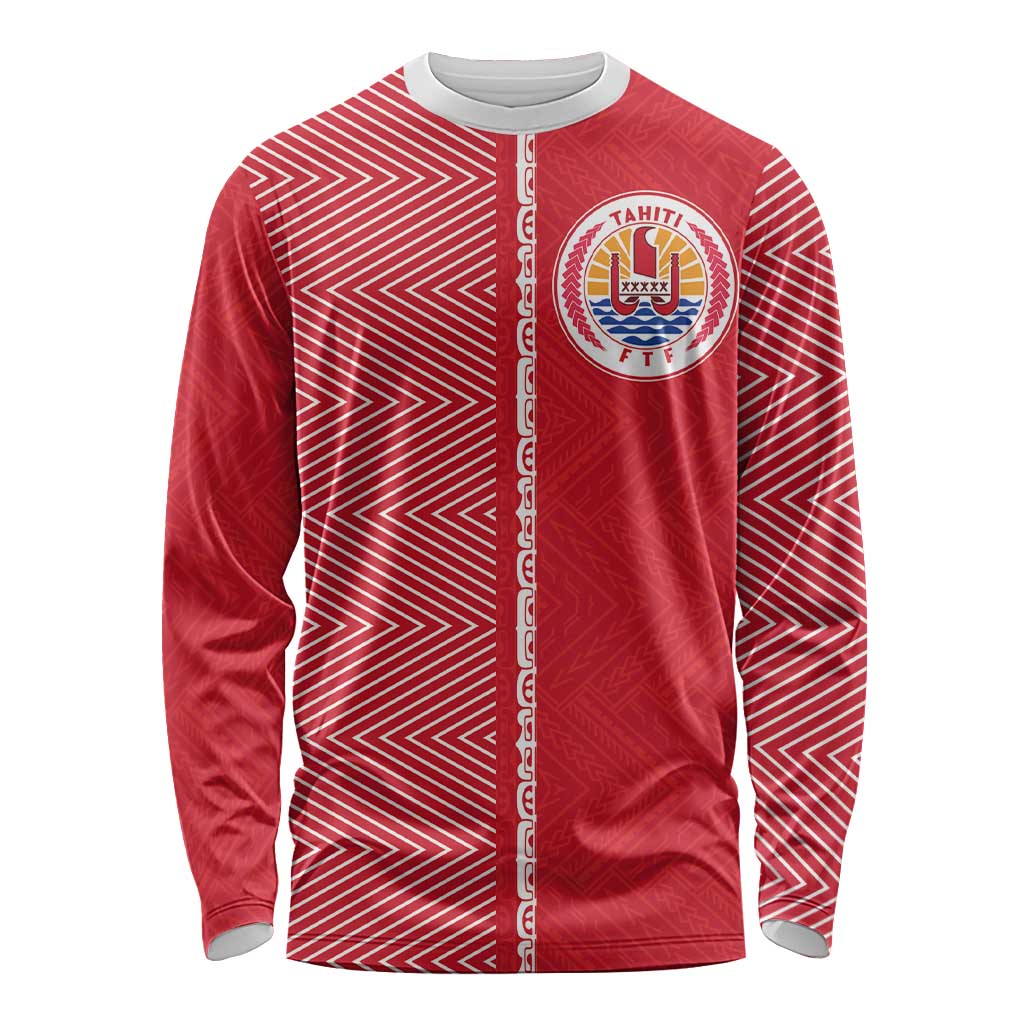 Custom Tahiti Football-Iron Warriors Long Sleeve Shirt LT03 Unisex Red - Polynesian Pride