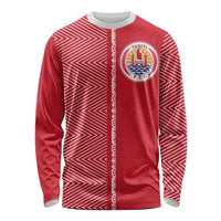 Custom Tahiti Football-Iron Warriors Long Sleeve Shirt LT03 Unisex Red - Polynesian Pride