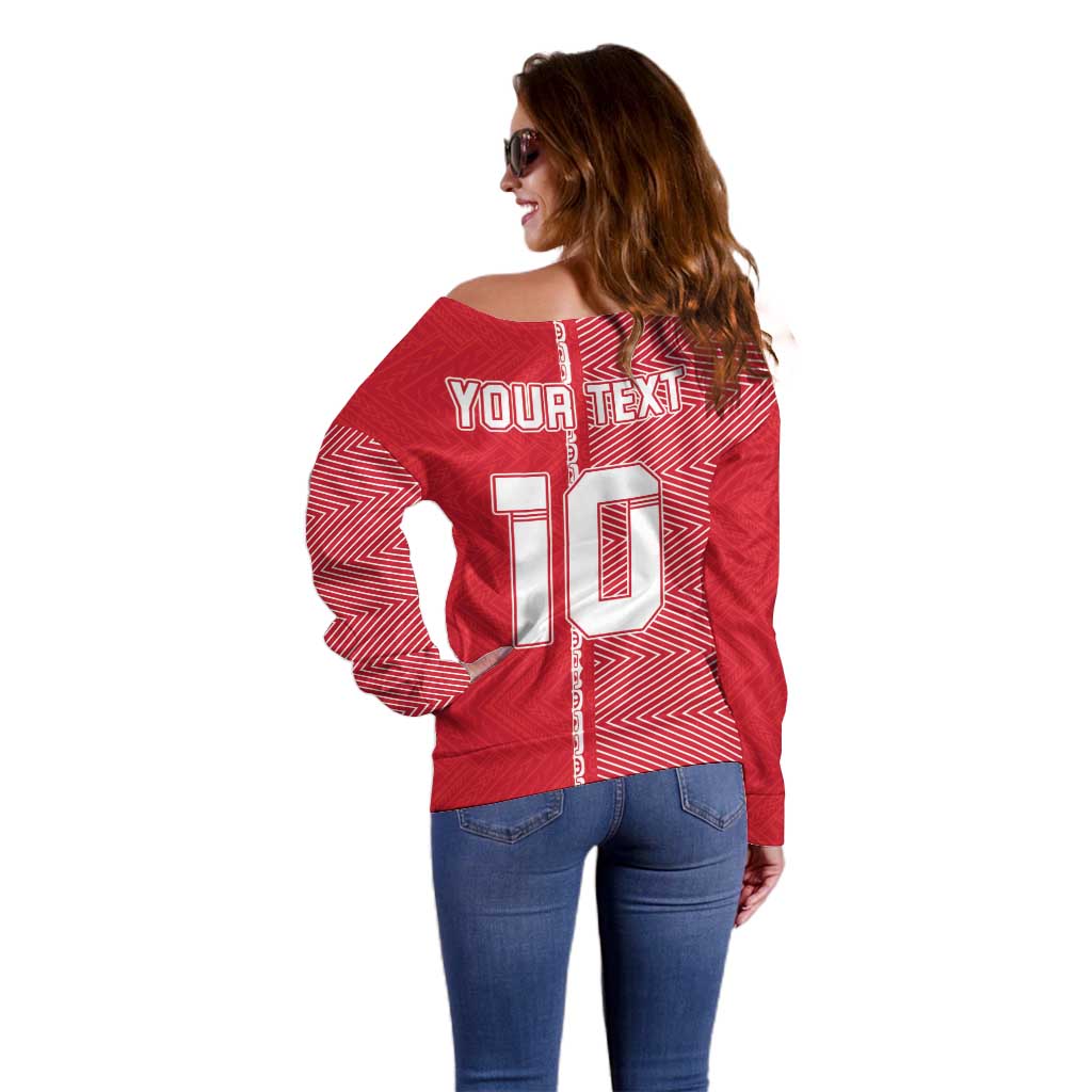 Custom Tahiti Football-Iron Warriors Off Shoulder Sweater LT03 - Polynesian Pride