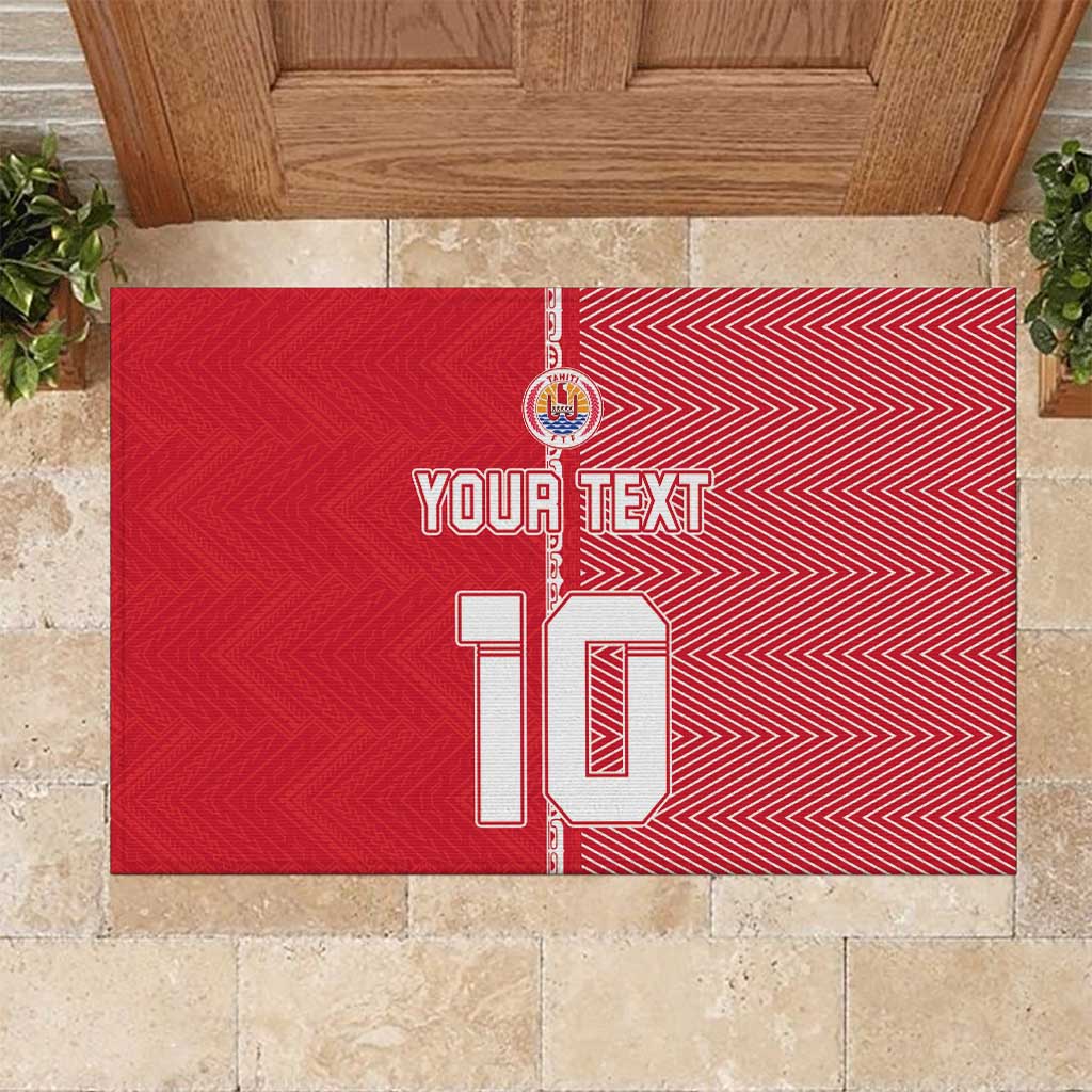 Custom Tahiti Football-Iron Warriors Rubber Doormat LT03 Red - Polynesian Pride