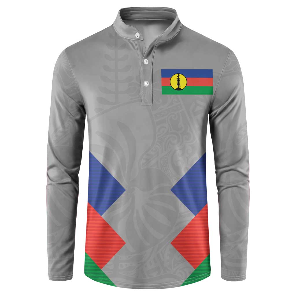 Custom New Caledonia-The Kagus Button Sweatshirt LT03 Gray - Polynesian Pride