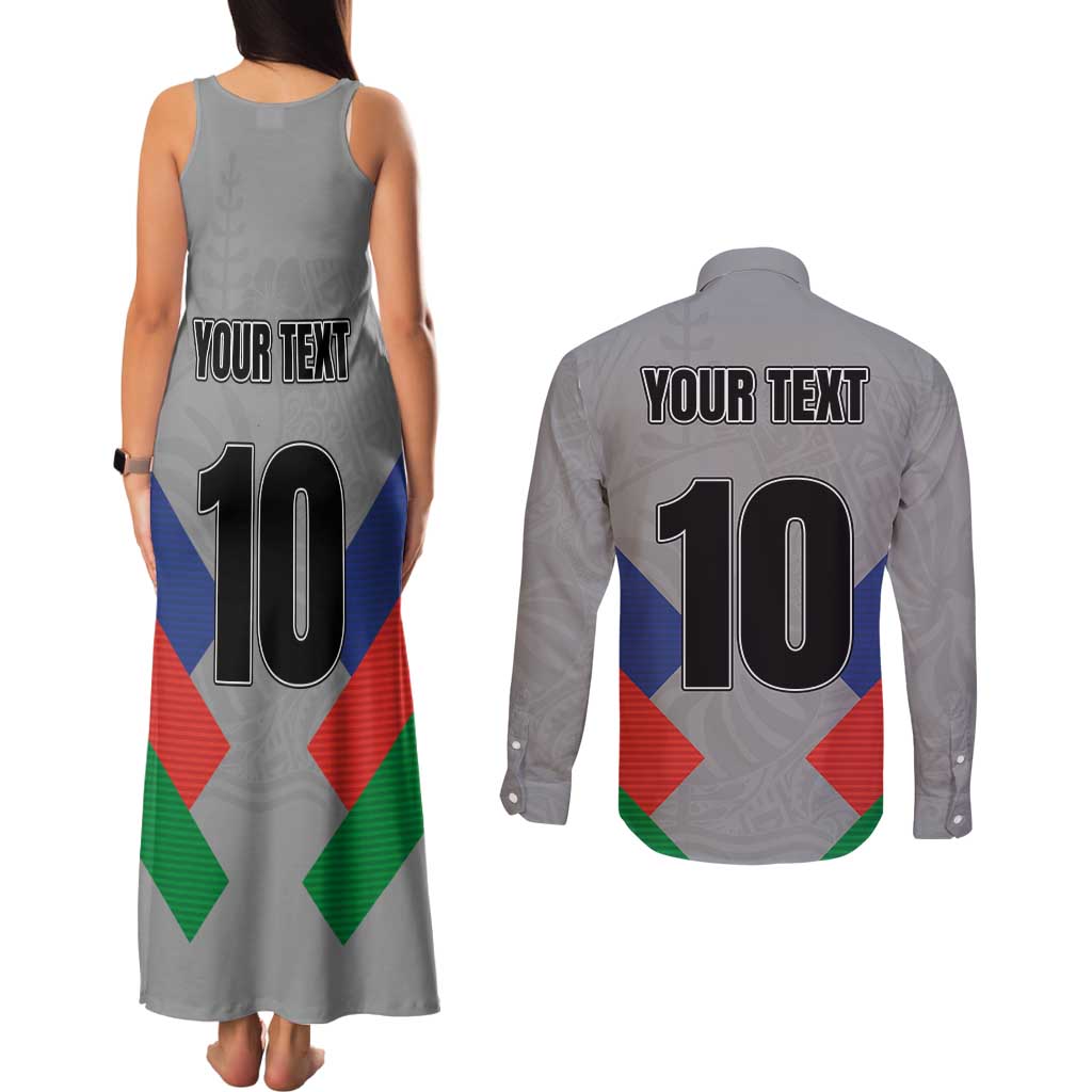 Custom New Caledonia-The Kagus Couples Matching Tank Maxi Dress and Long Sleeve Button Shirt LT03 - Polynesian Pride