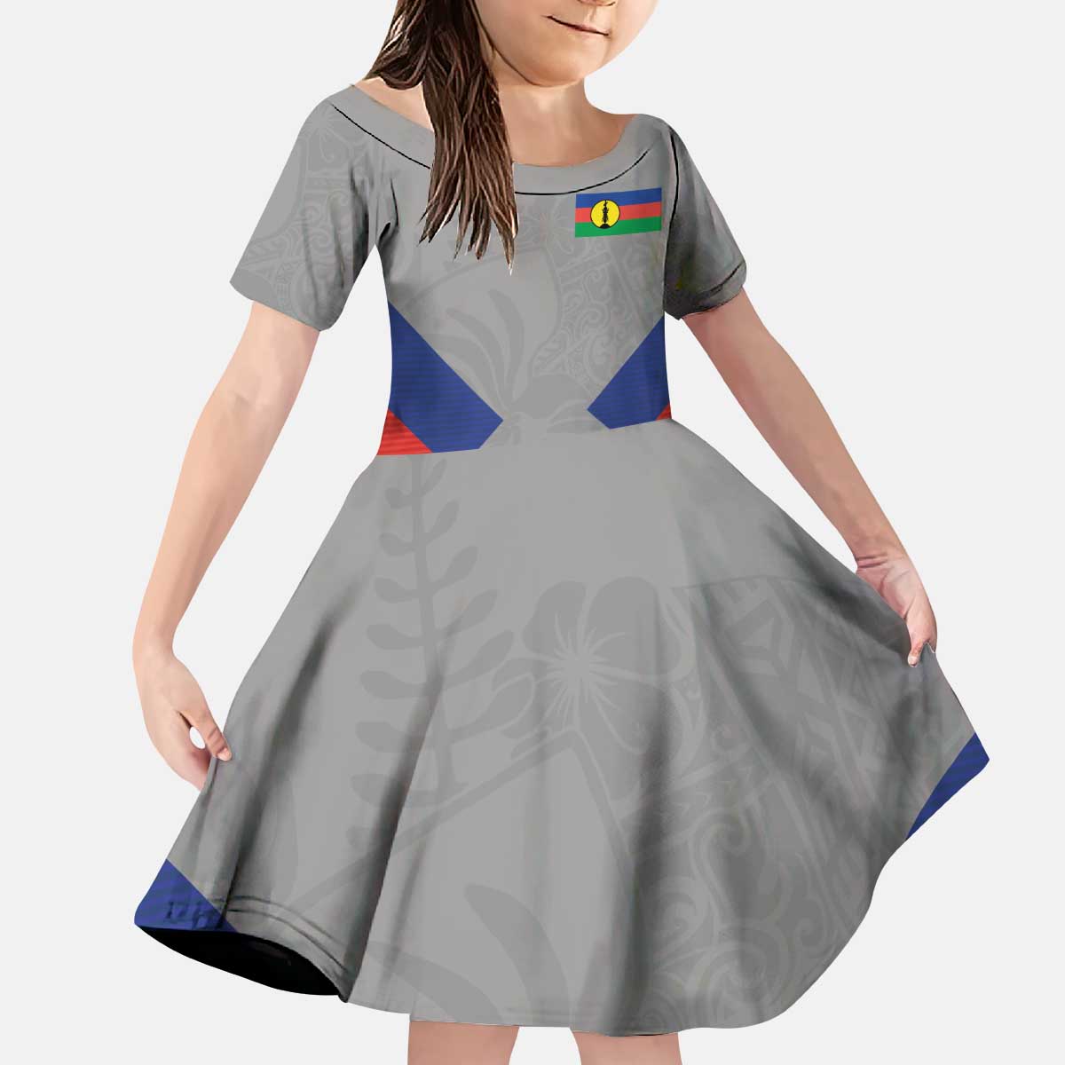 Custom New Caledonia-The Kagus Kid Short Sleeve Dress LT03 KID Gray - Polynesian Pride