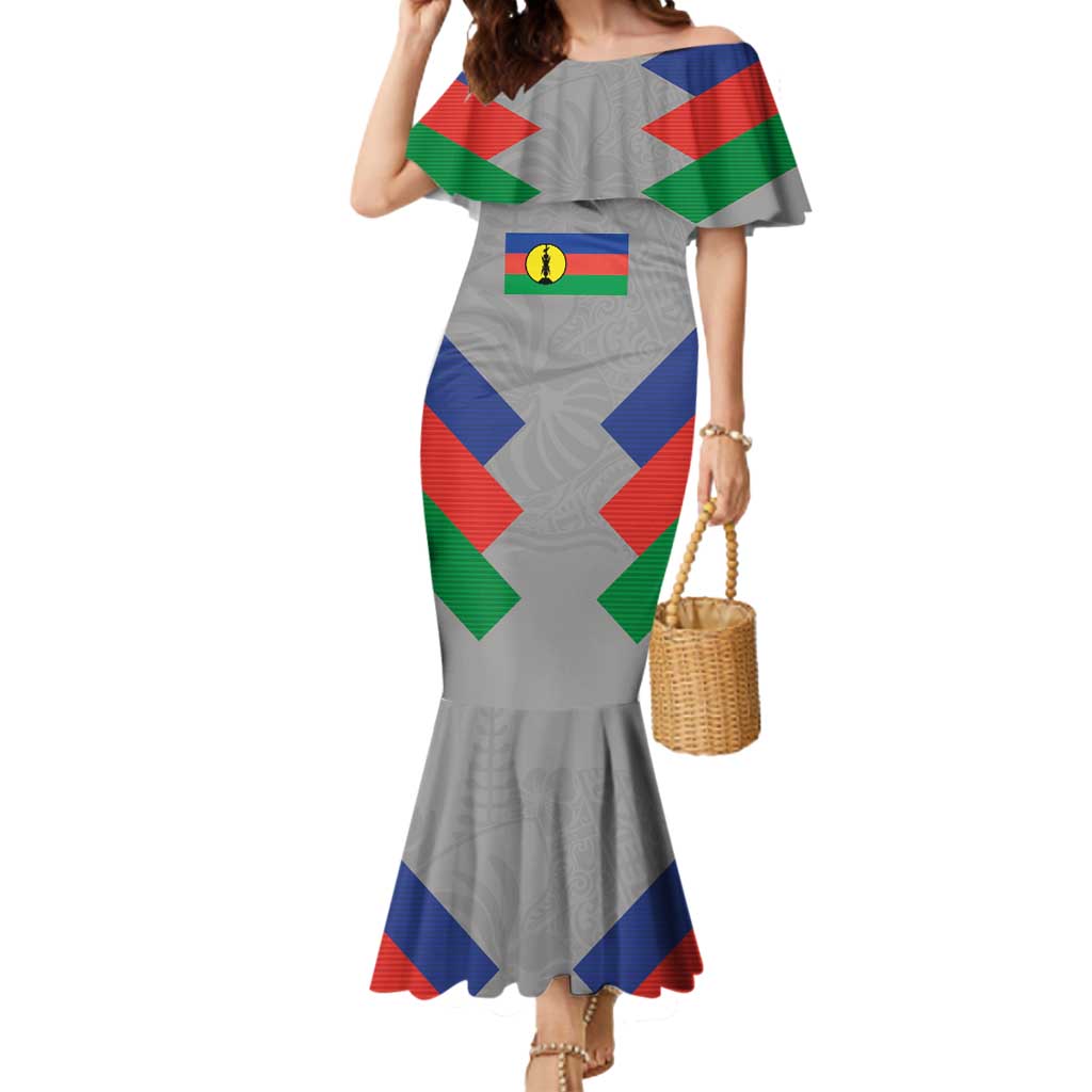 Custom New Caledonia-The Kagus Mermaid Dress LT03 Women Gray - Polynesian Pride