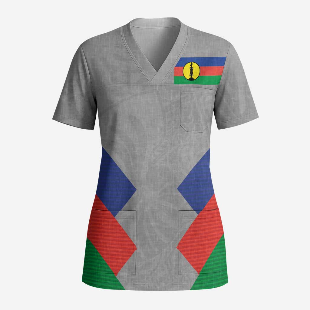 Custom New Caledonia-The Kagus Scrub Top LT03 Adult Gray - Polynesian Pride