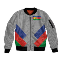 Custom New Caledonia-The Kagus Sleeve Zip Bomber Jacket LT03 Unisex Gray - Polynesian Pride