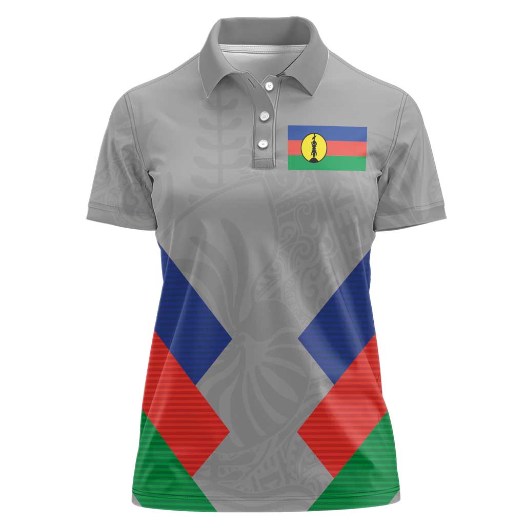 Custom New Caledonia-The Kagus Women Polo Shirt LT03 Female Gray - Polynesian Pride