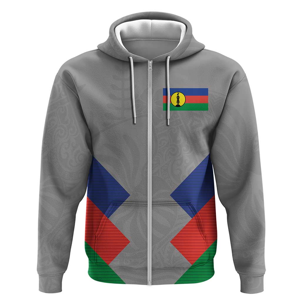 Custom New Caledonia-The Kagus Zip Hoodie LT03 Zip Hoodie Gray - Polynesian Pride