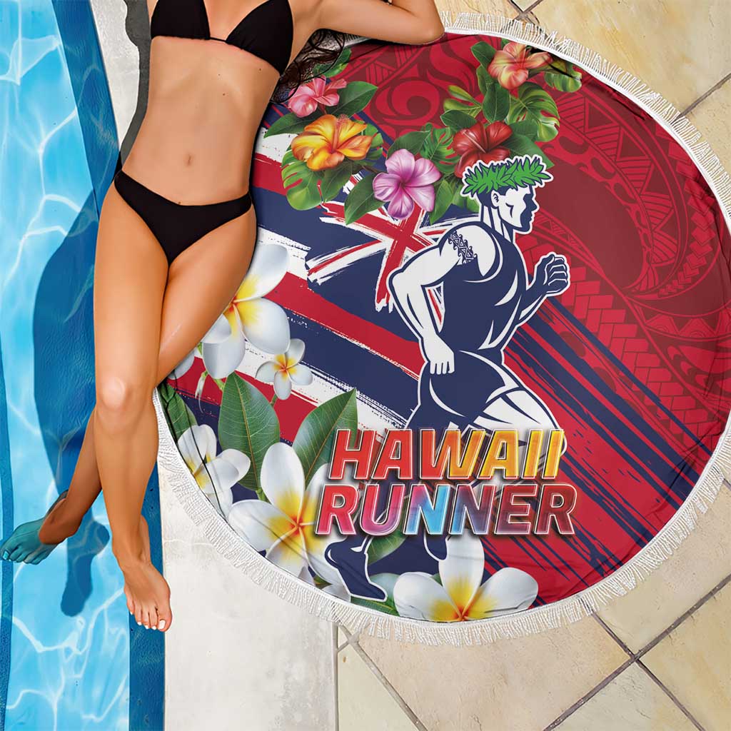 Hawaii Runner-Kakau Art with Lei and Plumeria Beach Blanket LT03 - Polynesian Pride