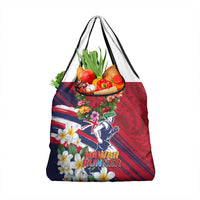 Hawaii Runner-Kakau Art with Lei and Plumeria Grocery Bag LT03 1-pack One Size Red-Blue - Polynesian Pride
