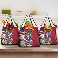 Hawaii Runner-Kakau Art with Lei and Plumeria Grocery Bag LT03 3-pack One Size Red-Blue - Polynesian Pride