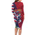 Hawaii Runner-Kakau Art with Lei and Plumeria Long Sleeve Bodycon Dress