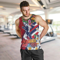 Hawaii Runner-Kakau Art with Lei and Plumeria Men Tank Top LT03 Red-Blue - Polynesian Pride
