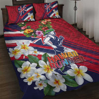 Hawaii Runner-Kakau Art with Lei and Plumeria Quilt Bed Set LT03 Red-Blue - Polynesian Pride