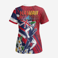 Hawaii Runner-Kakau Art with Lei and Plumeria Scrub Top LT03 - Polynesian Pride