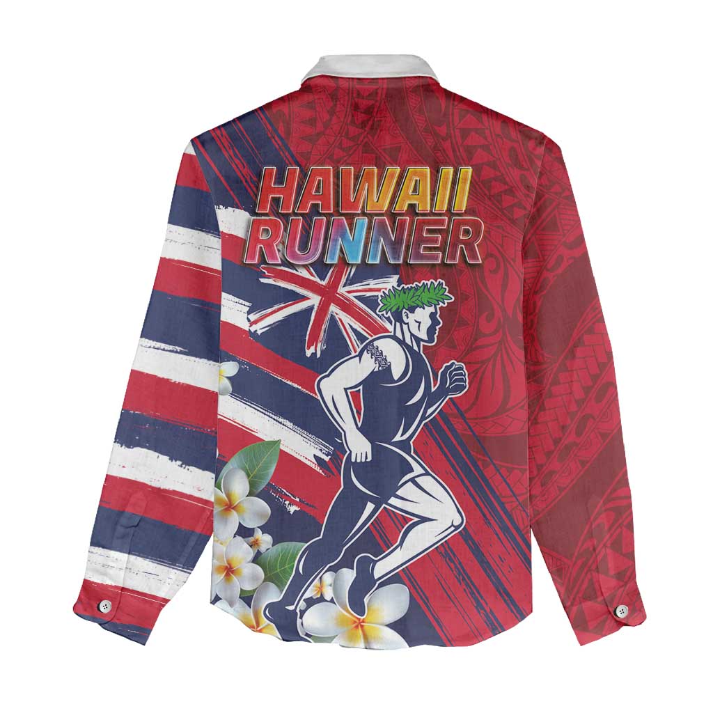Hawaii Runner-Kakau Art with Lei and Plumeria Women Casual Shirt LT03 - Polynesian Pride