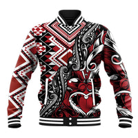 Aotearoa Maori Moko Art with Taniko Half Style Baseball Jacket LT03 Unisex Black - Polynesian Pride