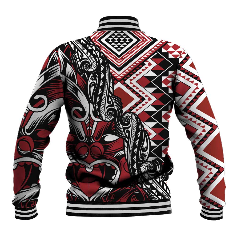 Aotearoa Maori Moko Art with Taniko Half Style Baseball Jacket LT03 - Polynesian Pride