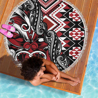 Aotearoa Maori Moko Art with Taniko Half Style Beach Blanket LT03 - Polynesian Pride