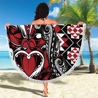Aotearoa Maori Moko Art with Taniko Half Style Beach Blanket LT03 - Polynesian Pride