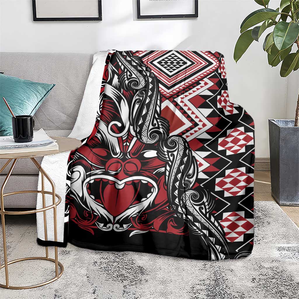 Aotearoa Maori Moko Art with Taniko Half Style Blanket LT03 - Polynesian Pride