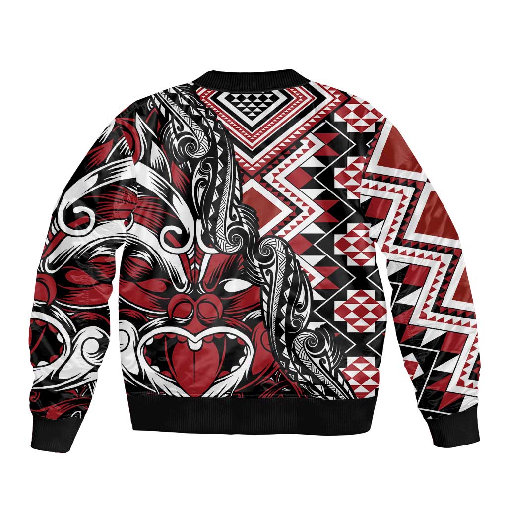 Aotearoa Maori Moko Art with Taniko Half Style Bomber Jacket LT03 - Polynesian Pride