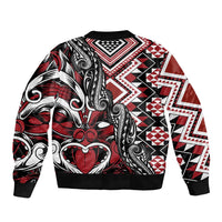 Aotearoa Maori Moko Art with Taniko Half Style Bomber Jacket LT03 - Polynesian Pride
