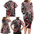 Aotearoa Maori Moko Art with Taniko Half Style Family Matching Long Sleeve Bodycon Dress and Hawaiian Shirt