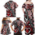 Aotearoa Maori Moko Art with Taniko Half Style Family Matching Off Shoulder Maxi Dress and Hawaiian Shirt