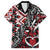 Aotearoa Maori Moko Art with Taniko Half Style Family Matching Off Shoulder Maxi Dress and Hawaiian Shirt