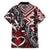 Aotearoa Maori Moko Art with Taniko Half Style Family Matching Off Shoulder Maxi Dress and Hawaiian Shirt