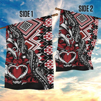 Aotearoa Maori Moko Art with Taniko Half Style Garden Flag LT03 - Polynesian Pride