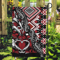 Aotearoa Maori Moko Art with Taniko Half Style Garden Flag LT03 Garden Flag Black - Polynesian Pride