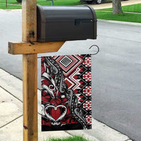 Aotearoa Maori Moko Art with Taniko Half Style Garden Flag LT03 - Polynesian Pride