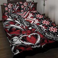 Aotearoa Maori Moko Art with Taniko Half Style Quilt Bed Set LT03 Black - Polynesian Pride