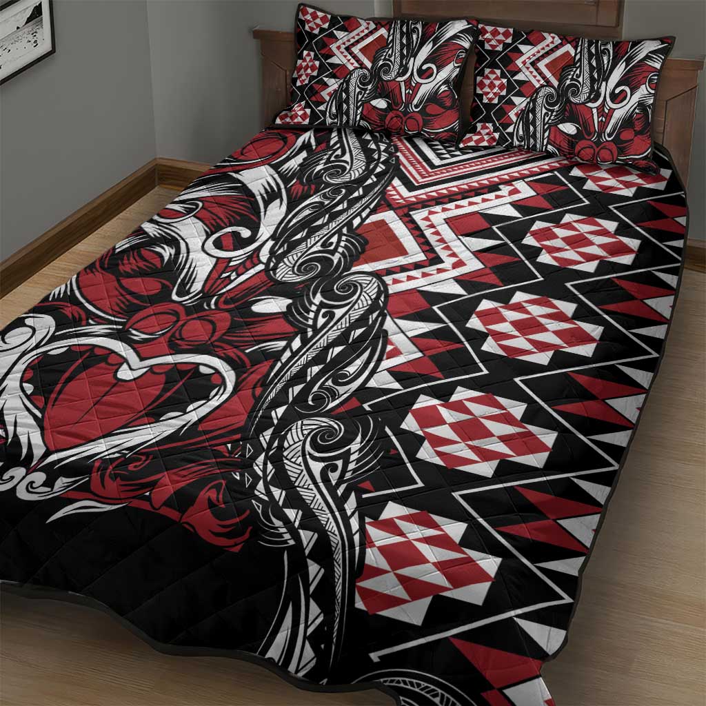 Aotearoa Maori Moko Art with Taniko Half Style Quilt Bed Set LT03 - Polynesian Pride